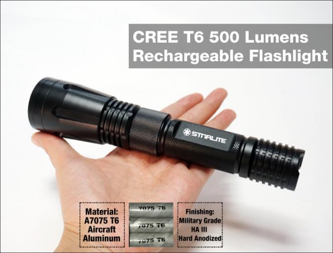 Starke lange Taschenlampe XMLs T6 Zeit der Arbeit 1x18650 wieder aufladbare handliche super helle IP67 des heißen Verkaufs des Sicherheitsbeamten