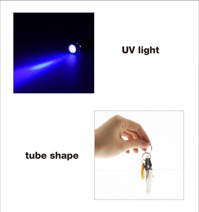 des Endstück-Druckknopfs s Rohrform führte rostfreier stell Silber UV-Lichts 3xLR44 (AG13) Ring keychain Licht für Geschenkförderungsprämie so
