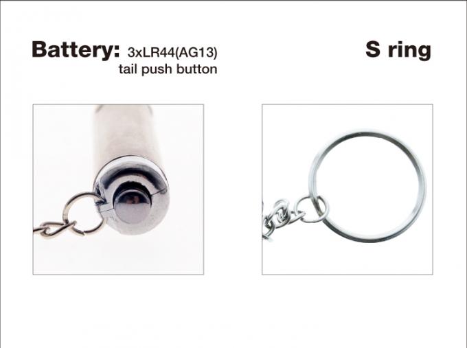 des Endstück-Druckknopfs s Rohrform führte rostfreier stell Silber UV-Lichts 3xLR44 (AG13) Ring keychain Licht für Geschenkförderungsprämie so