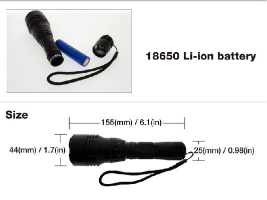 Starke kleine 18650 tauchende LED Taschenlampe mit Magnet-Steuerrotations-Schalter