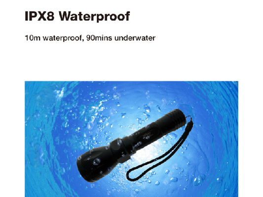 Wasserbeständigkeit Handsize tauchende LED Taschenlampen-IPX8 mit 18650 Li Ionenbatterie