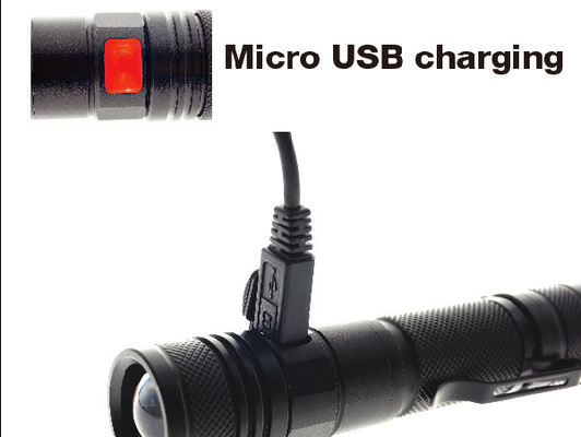 Tragbares wieder aufladbares Taschenlampen-Vertrags-Glühen EDC LED mit Mikro-USB Aufladung